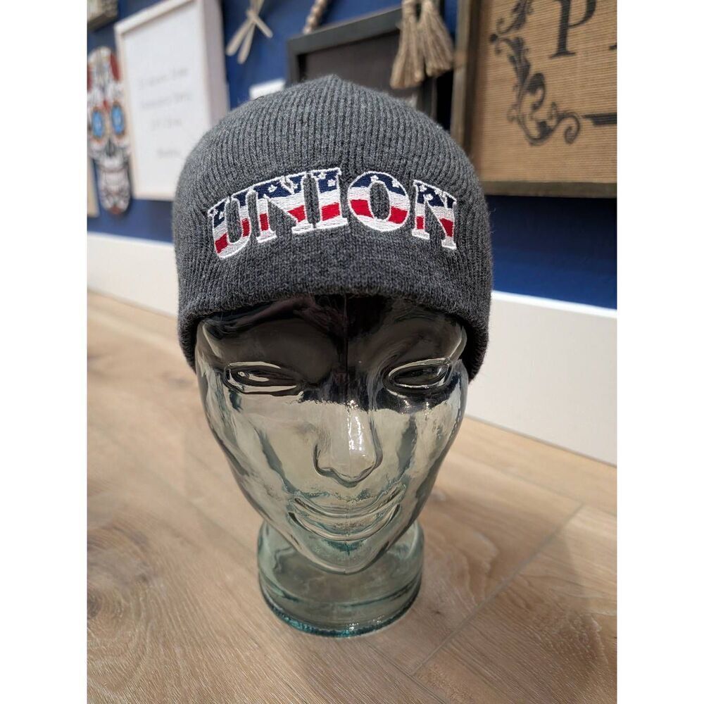 Workers United Union Beanie Made in USA Gray Knit Labor Hat 4th Of July American